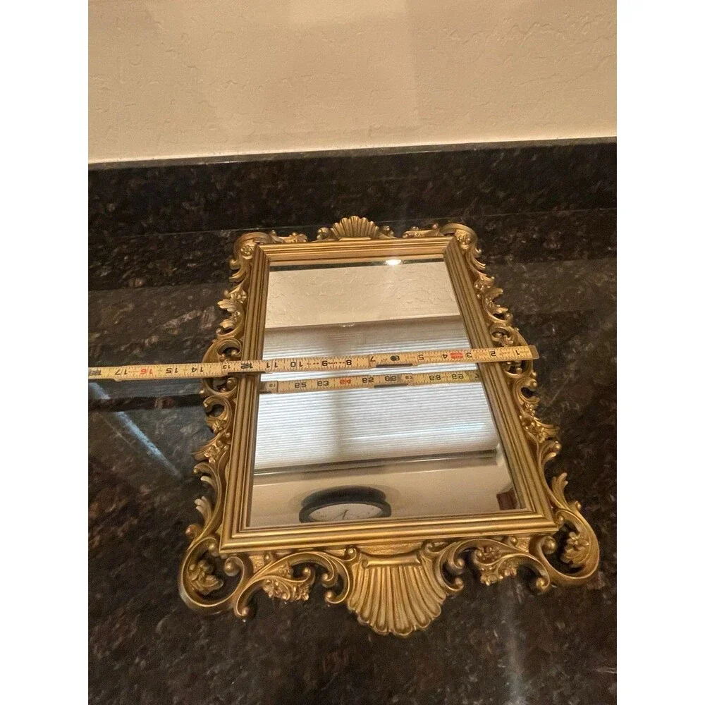 Homco Plastic Gold Mirror Baroque Rococo floral shell